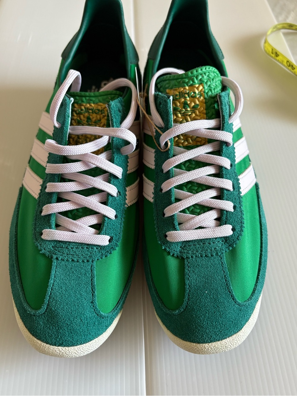 adidas Green & White Retro Runner with Gold Tongue